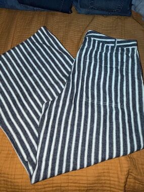 Madewell Navy and White Vertical Stripe pants and blue pants